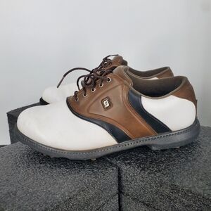 FootJoy FJ Originals 45330 Men's Golf Shoes Size 10W White Brown Saddle Spiked